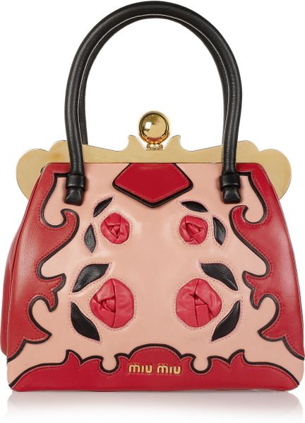 Miu Miu Rosetteappliqué Leather Bag in Red - Lyst