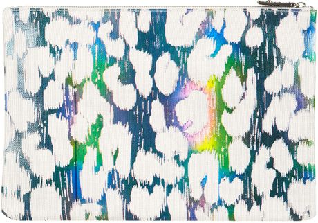 Topshop Rainbow Leo Ziptop Clutch in Multicolor (light grey) - Lyst