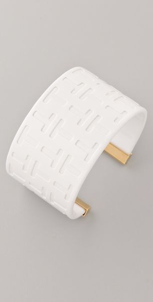 Tory Burch Logo Pattern Lucite Cuff in White - Lyst