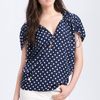 Vince Camuto Dot Drawstring Sleeve Blouse in Blue (blue night) - Lyst