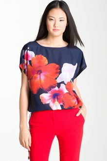 Vince Camuto Drawstring Hem Print Blouse - Lyst