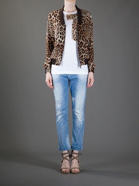 Dolce & Gabbana Leopard Print Bomber Jacket in Animal (leopard) | Lyst