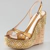 Giorgio Armani Woven Cork Wedge Slingback Sandal in Gold (bronze) - Lyst