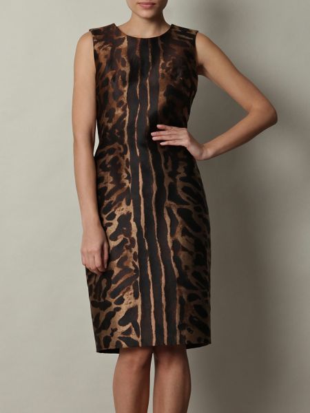 Alexander Mcqueen Ocelot Jacquard Dress in Brown - Lyst