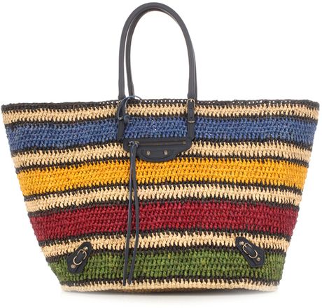 Balenciaga Multi Basket Raffia Bag in Multicolor (multi) - Lyst