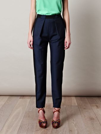 Balenciaga High Waist Bicolour Trousers - Lyst