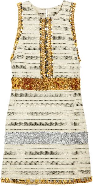 By Malene Birger Callinga Embellished Striped Tweed Dress - Lyst