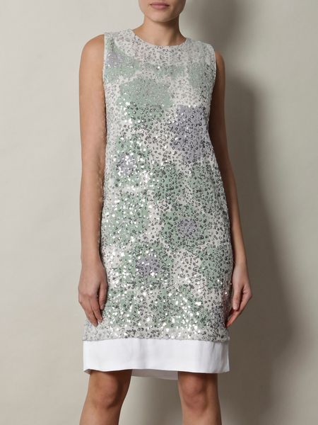 Diane Von Furstenberg Izzy Embellished Dress in Silver - Lyst
