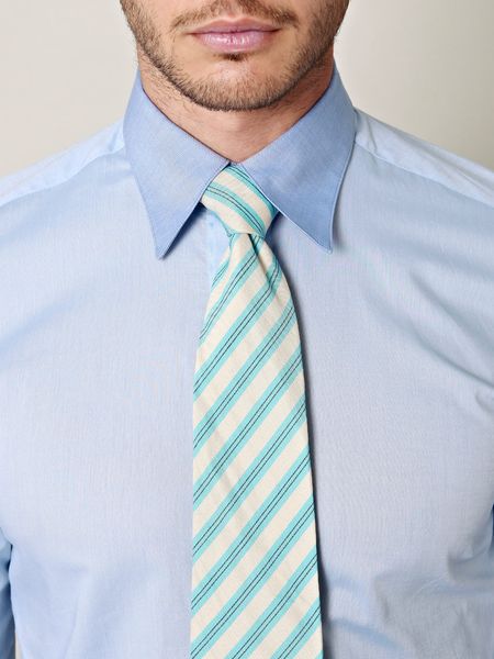 E. Tautz Abrahams Stripe Tie in Blue for Men (cream) - Lyst