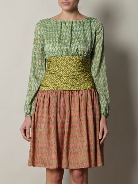 Issa Pineappleprint Dress in Yellow (green) - Lyst