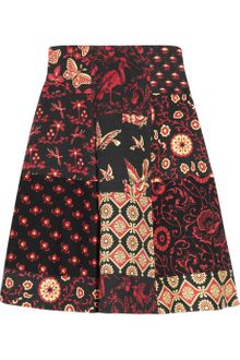 Miu Miu High Waisted Printed Cotton Twill Skirt - Lyst