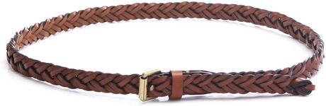 Mulberry Thin Plaited Belt in Brown - Lyst