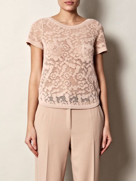See By Chloé Lacey Linenblend Top in Beige (nude) - Lyst