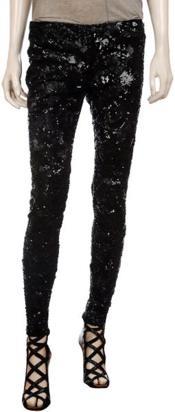 Stella Mccartney Embroidered Sequin Trousers in Black - Lyst