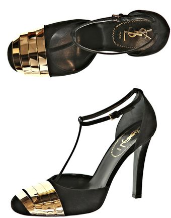 Yves Saint Laurent Injenue Suede Gold Toecap Shoes - Lyst