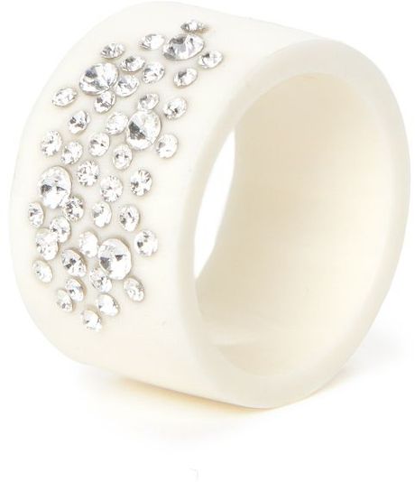 Zeffira Preorder Horn Ring with Swarovski Crystal in White (ivory) - Lyst
