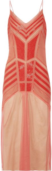 Alberta Ferretti Beaded Silkchiffon and Tulle Dress - Lyst