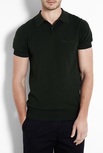  Bottle Green Cotton Knitted Polo Shirt 