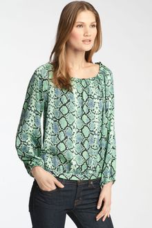 BCBGMAXAZRIA Snake Print Peasant Blouse - Lyst