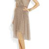 Lela Rose Polkadot Tulle Dress in Brown (taupe) - Lyst