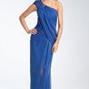 Tadashi Shoji One Shoulder Draped Chiffon Gown in Blue (blue berry) - Lyst