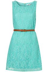 Topshop Belted Lace Dress By Rare