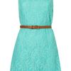 Topshop Belted Lace Dress By Rare in Blue (aqua) - Lyst