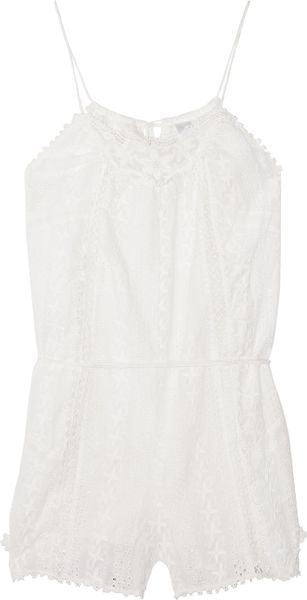 Broderie Anglaise Sheer Playsuit - White - Just $7