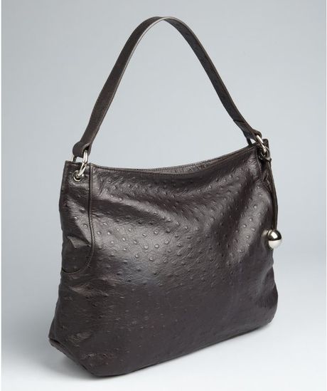 Furla Coffee Ostrich Embossed Leather New Zarina Hobo in Black (coffee) - Lyst