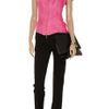 Giorgio Armani Ribbed Linen and Silkblend Top in Pink - Lyst
