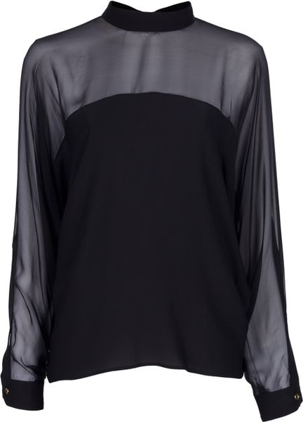 Gucci Sheer Panel Top in Black - Lyst