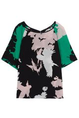 Tibi Raglan Sleeve Fern Print Top