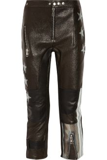Acne Stardust Appliquéd Cropped Leather Biker Pants - Lyst