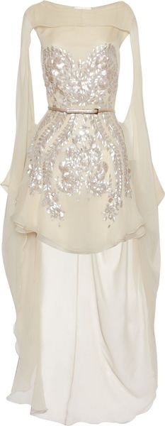 Antonio Berardi Embellished Silkchiffon Dress in White - Lyst