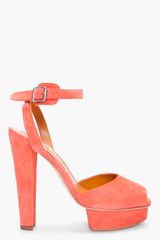 Carven Coral Suede Heels