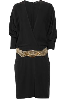 Gucci Chain Embellished Silk Georgette Dress - Lyst