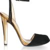 Gucci Metallic Leather and Suede Sandals in Gold - Lyst