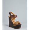 Lanvin Brown Two Tone Leather Wedge Heels in Brown - Lyst