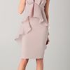 Marchesa Column Dress with Draped Bodice in Beige (oyster) - Lyst