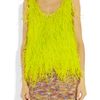 Oscar De La Renta Feathered Silk Top in Yellow (chartreuse) - Lyst