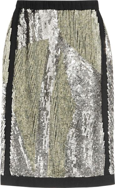 Sonia Rykiel Sequined Skirt in Black (silver) - Lyst
