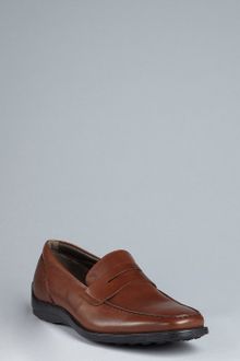 Tod's Brown Leather Pebbled Heel Penny Loafers - Lyst