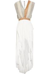 Willow Asymmetric Beadedoverlay Silk Dress