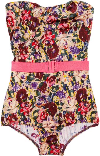 Zimmermann Savannah Floralprint Strapless Swimsuit - Lyst