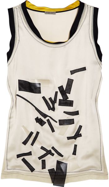 Bottega Veneta Brickembroidered Silkblend Top in Beige (black) - Lyst