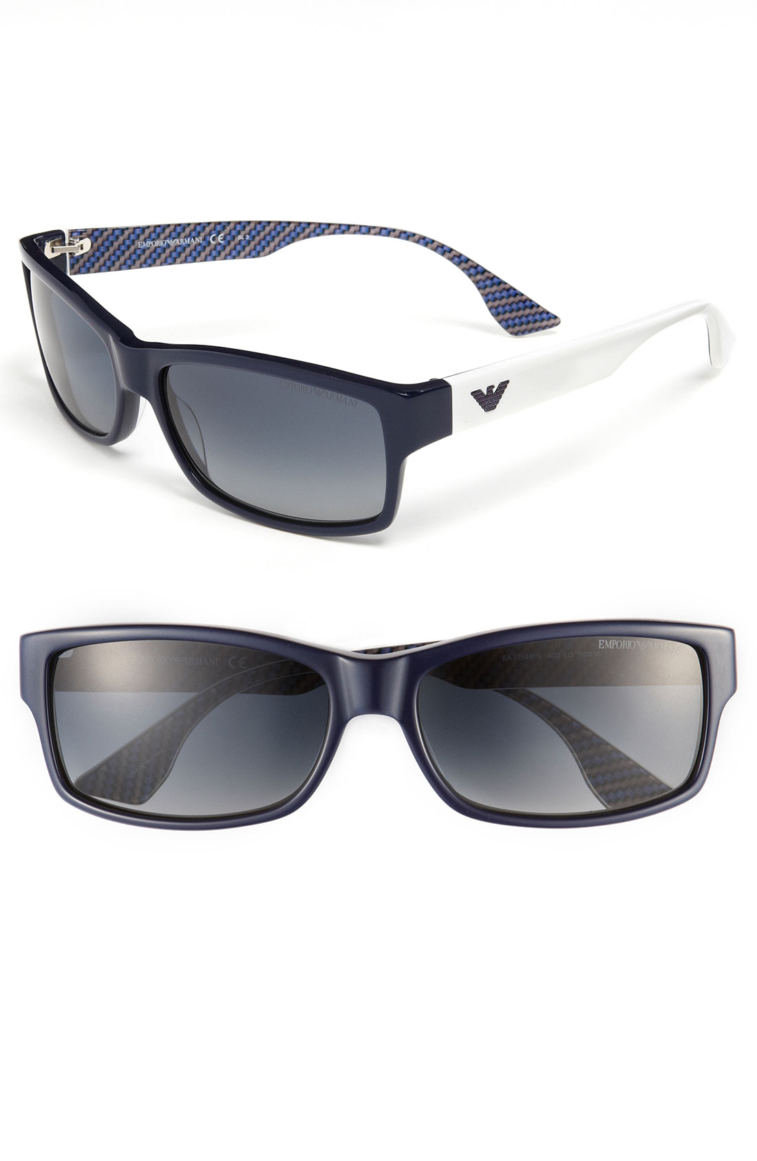 Emporio Armani Rectangular Polarized Sunglasses in Blue for Men (blue/ white) | Lyst