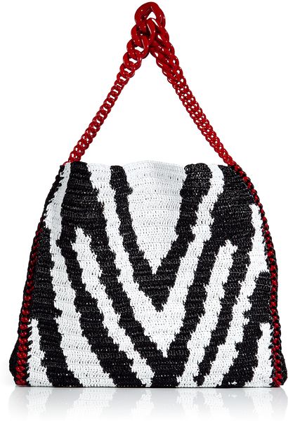 Roberto Cavalli Blackwhite Zebra Print Woven Straw Bag in Black - Lyst