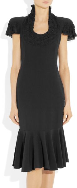 Alexander Mcqueen Embellished Crepe Dress in Black - Lyst