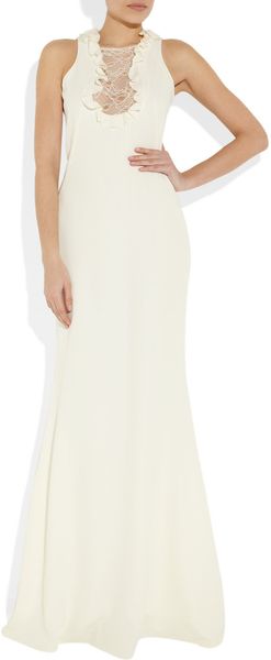 Alexander Mcqueen Silkcrepe and Lace Dress in White (ivory) - Lyst