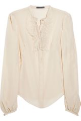 Alexander McQueen Lace and Silkblend Crepe Blouse